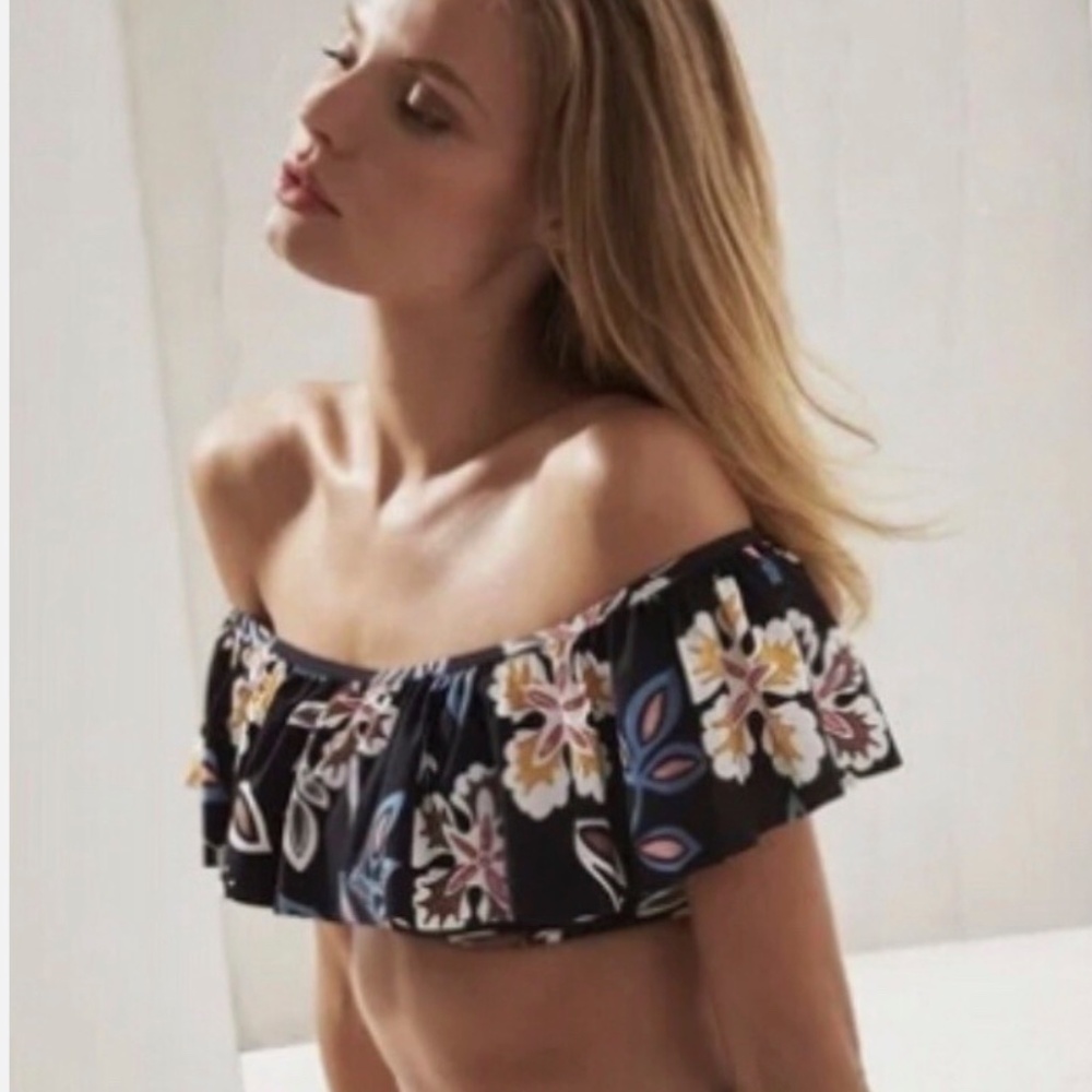 NWT TORY BURCH Hopewell Off-the-Shoulder Ruffle Swim Top + Hipster Bottom-SM - Picture 8 of 14